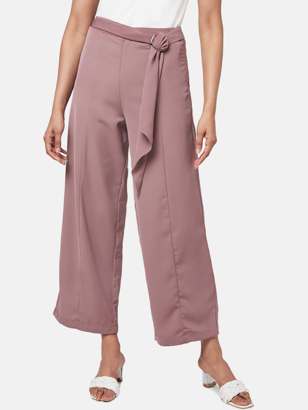 

Honey by Pantaloons Women High-Rise Parallel Trousers, Pink