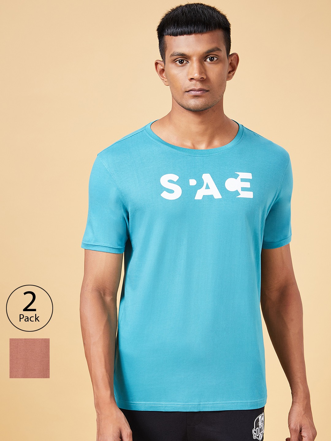 

Ajile by Pantaloons Pack Of 2 Typography Printed Cotton T-shirts, Brown