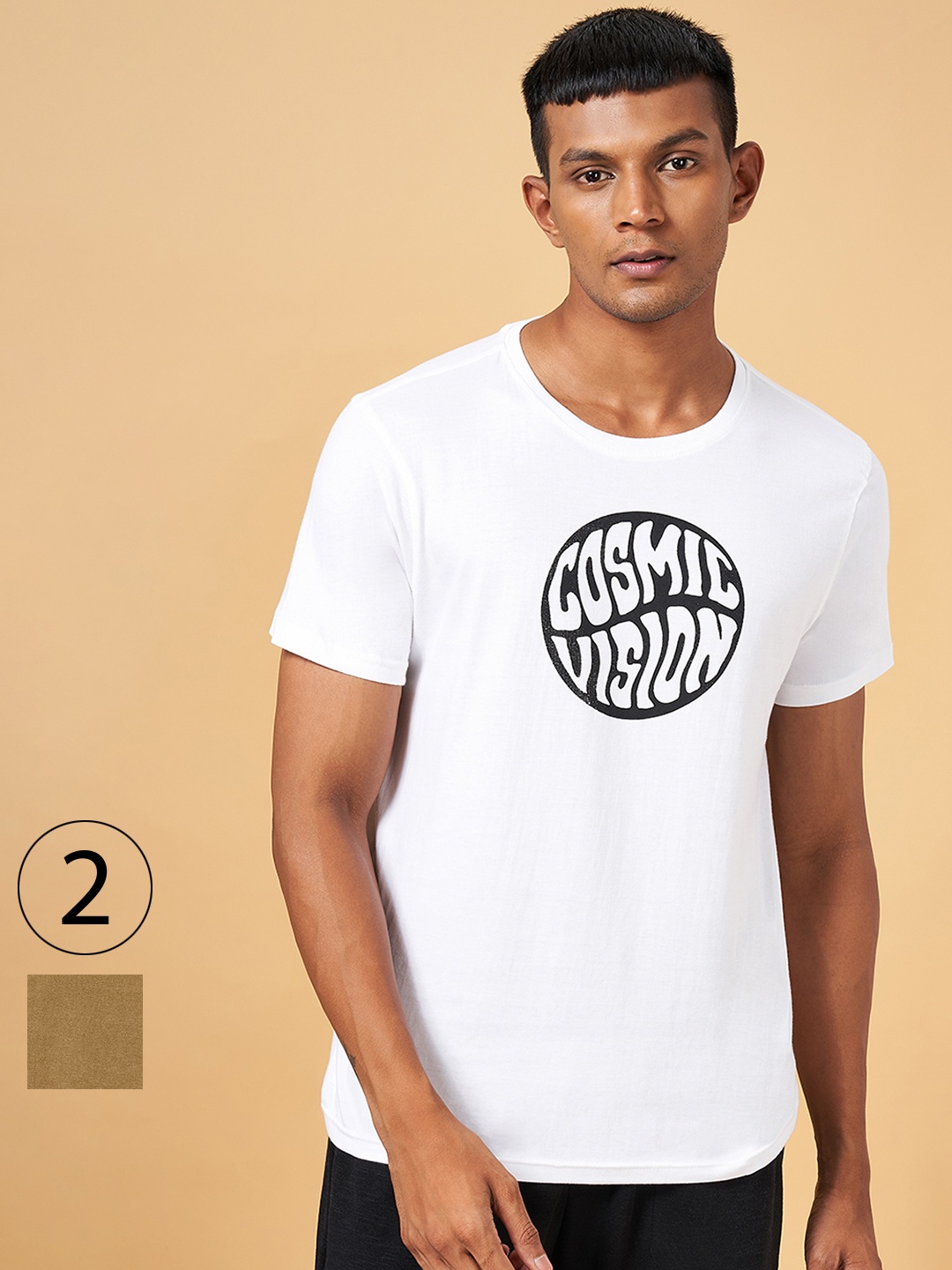 

Ajile by Pantaloons Pack Of 2 Typography Printed Cotton T-shirt, White