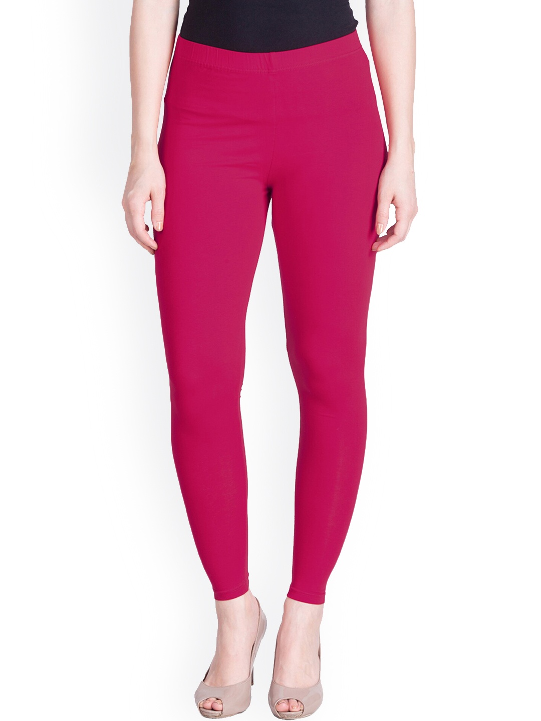 

LYRA Women Pink Solid Cotton Winter Ankle Length Leggings