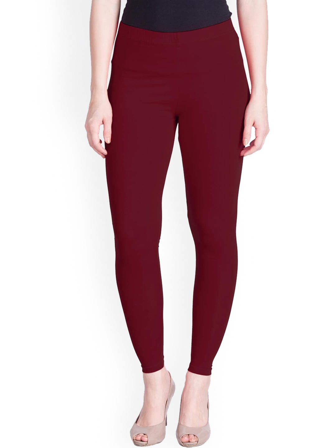 

LYRA Women Maroon Red Solid Cotton Ankle-Length Winter Leggings