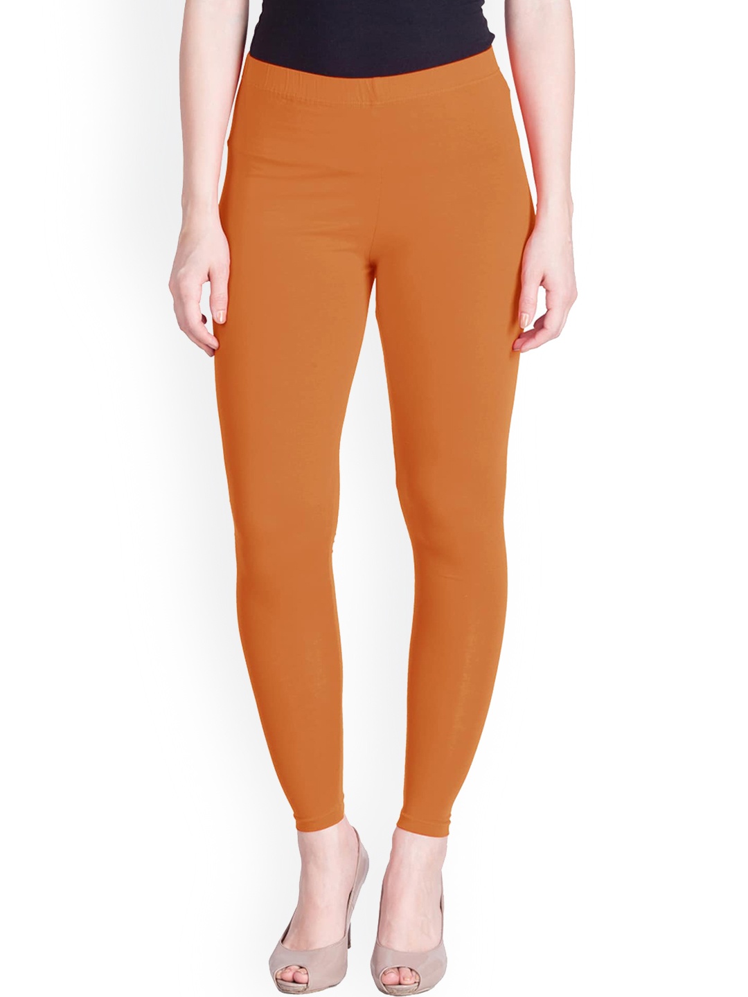 

LYRA Women Orange Solid Cotton Ankle-Length Leggings
