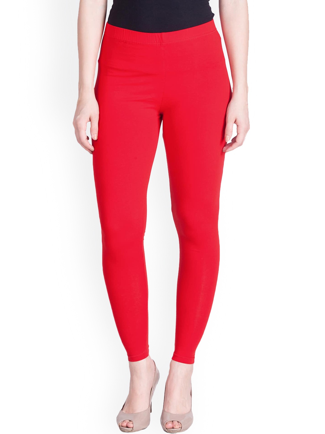 

LYRA Women Red Solid Cotton Ankle-Length Leggings