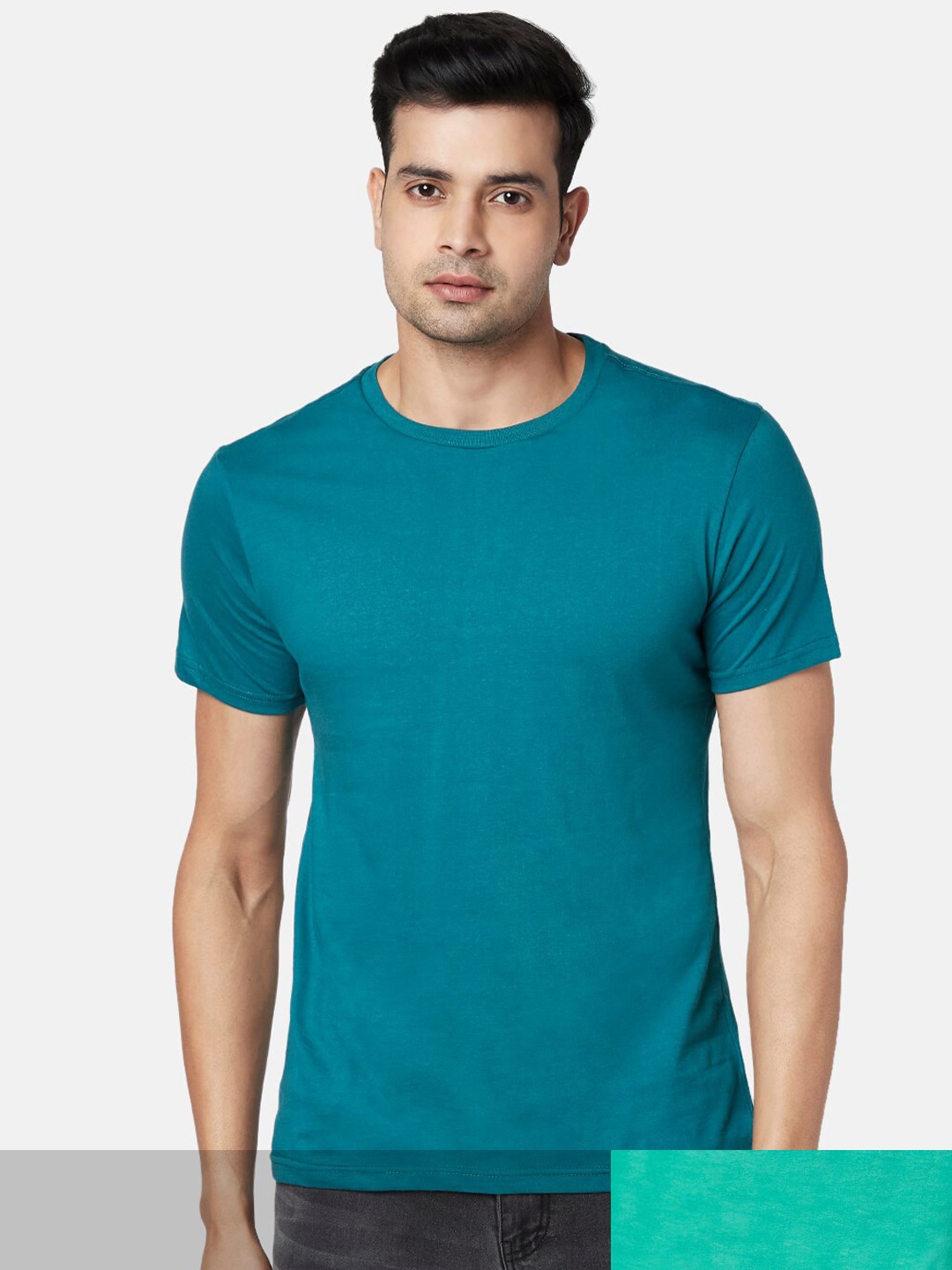 

BYFORD by Pantaloons Men Pack of 2 Solid Cotton T-shirt, Green
