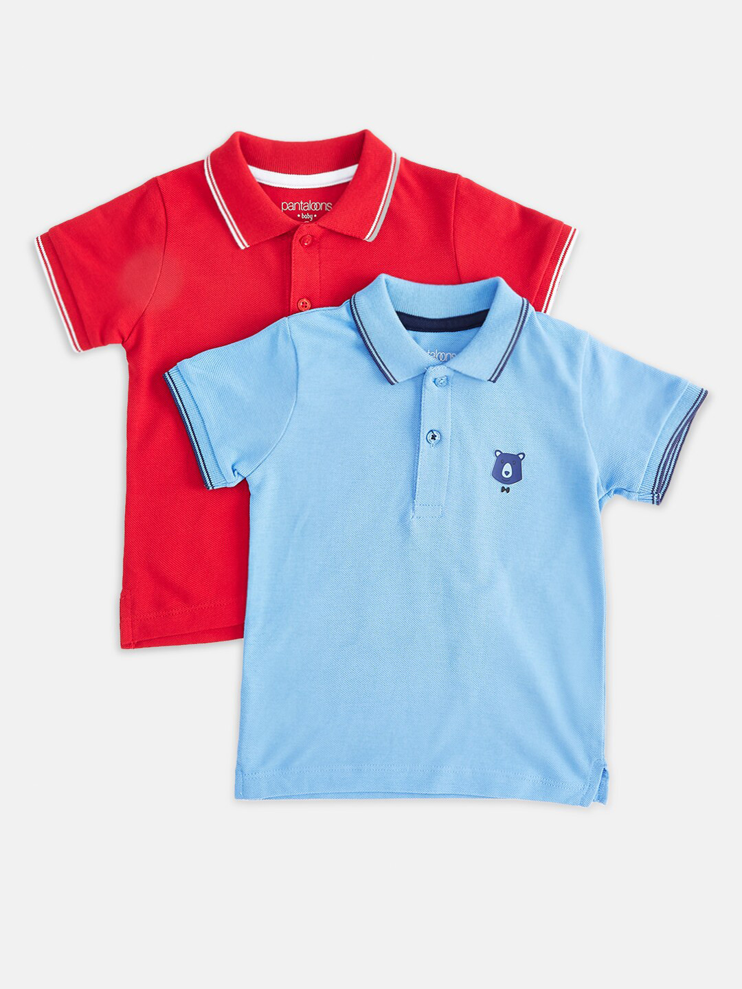 

Pantaloons Baby Boys Pack of 2 Red & Blue Polo Collar T-shirt