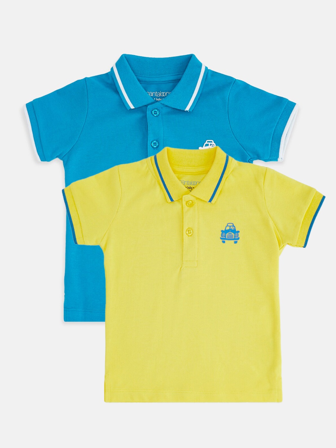 

Pantaloons Baby Boys Pack of 2 Yellow & Blue Cotton Polo Collar T-shirt