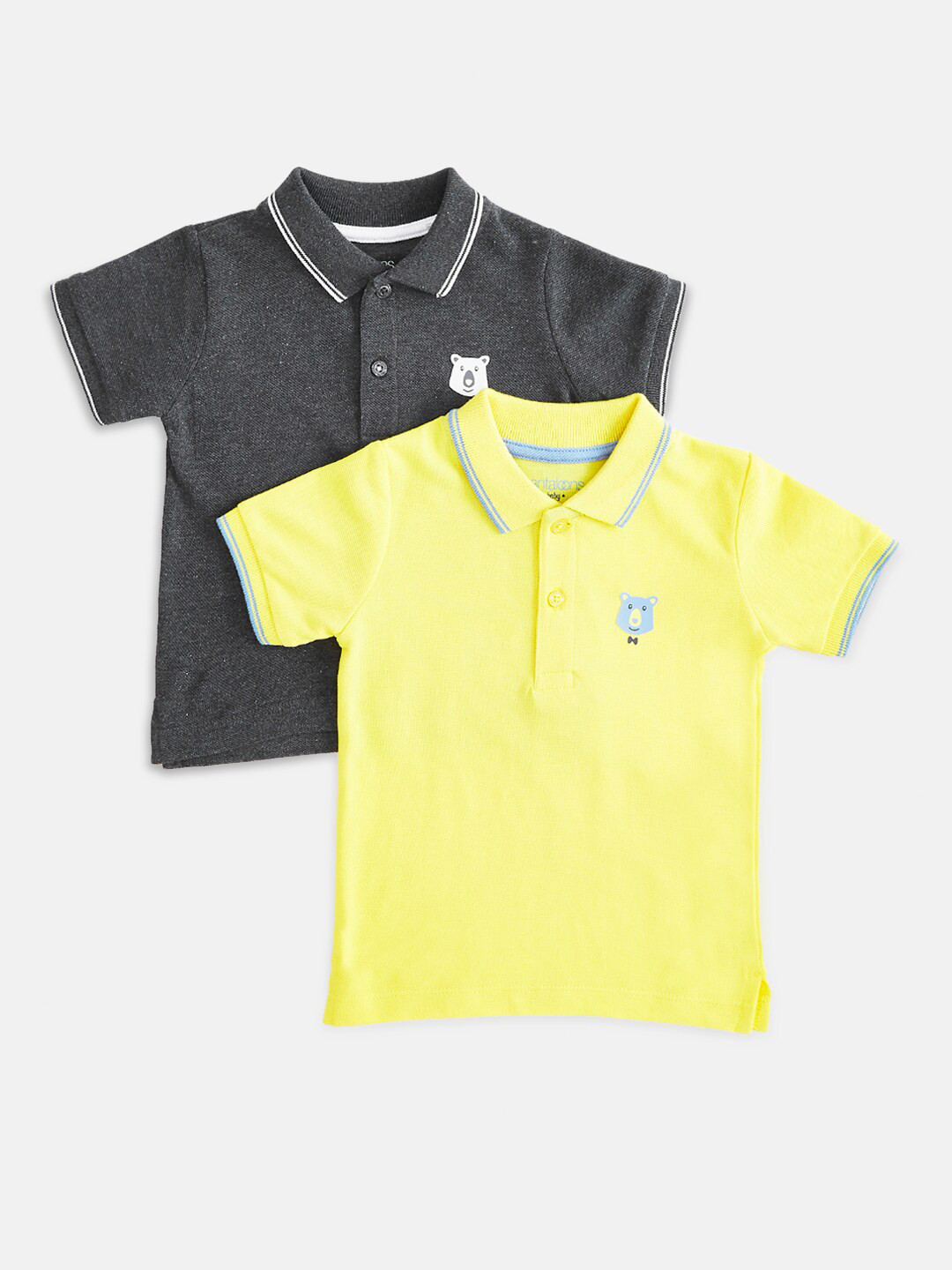 

Pantaloons Baby Boys Pack of 2 Yellow & Grey Cotton Polo Collar T-shirt