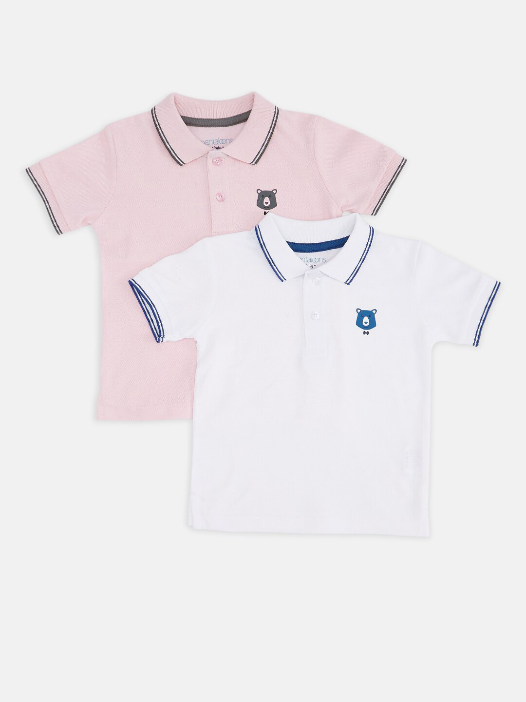 

Pantaloons Baby Boys Pack of 2 Pink & White Cotton Polo Collar T-shirt