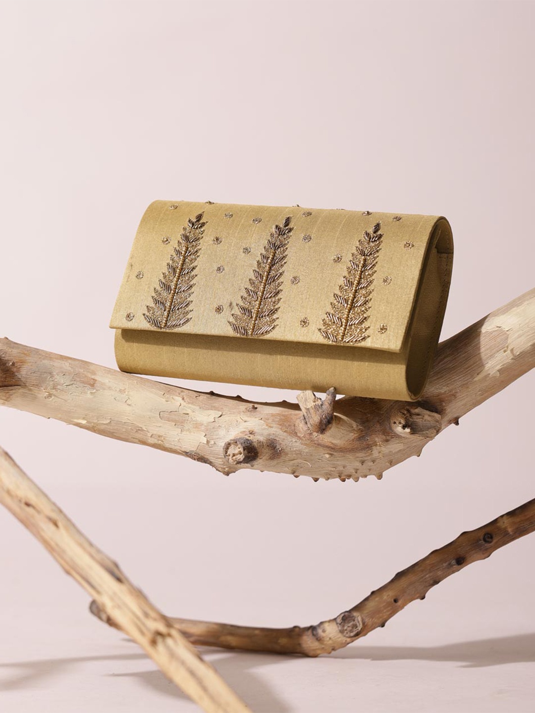 

Fabindia Gold-Toned Embellished Purse Clutch