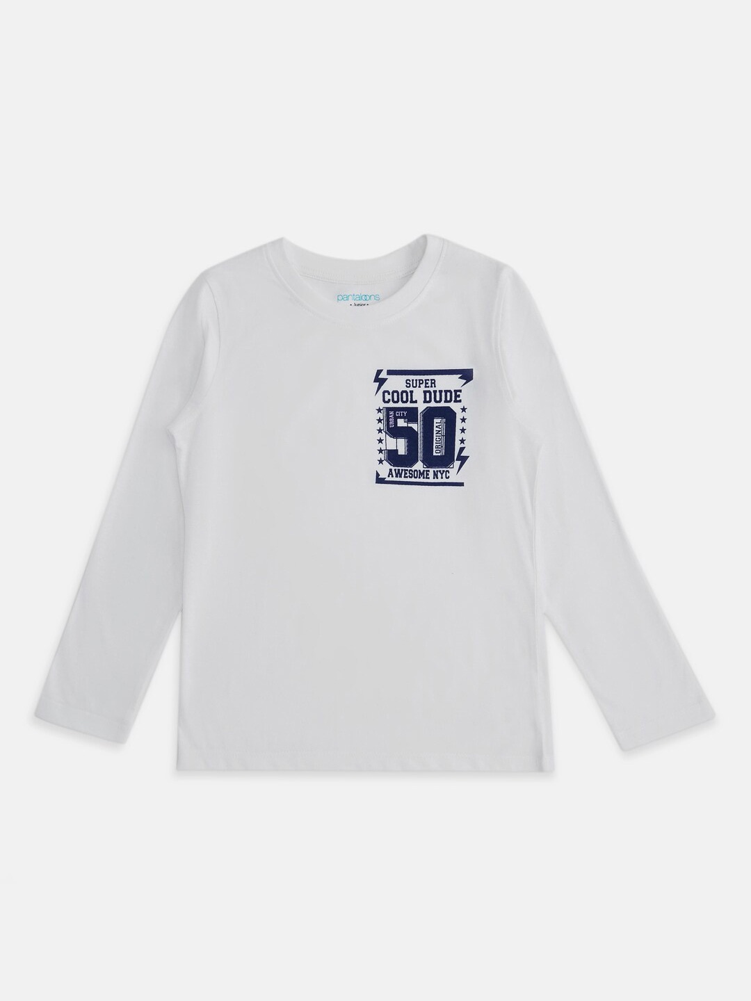 

Pantaloons Junior Boys Pack Of 2 White & Blue Typography Printed Cotton T-shirt