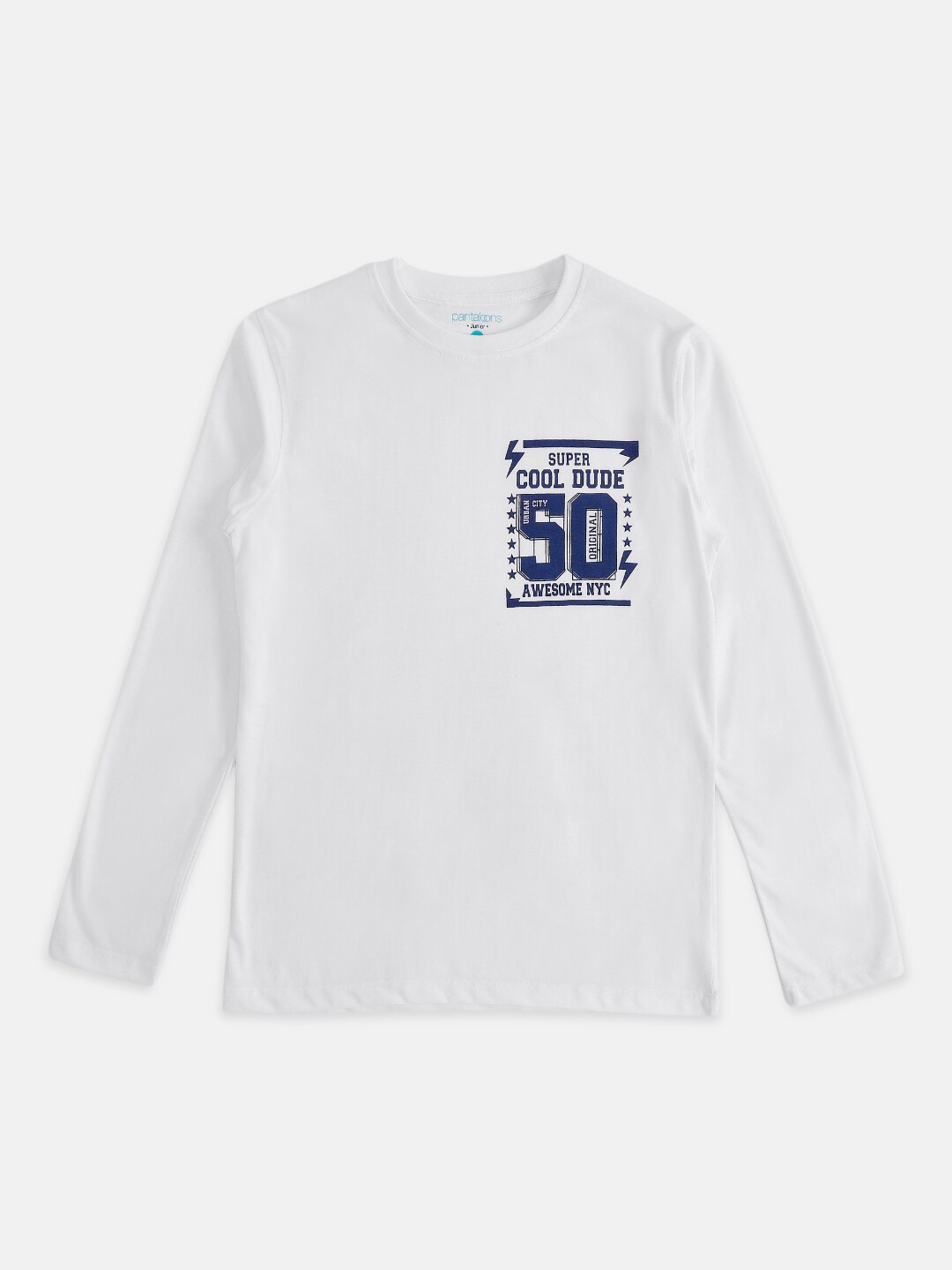 

Pantaloons Junior Boys Pack Of 2 White & Blue Typography Cotton T-shirt