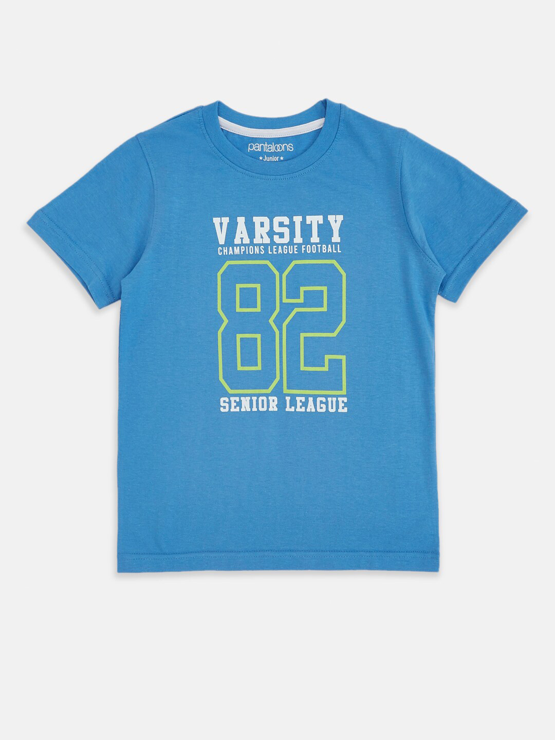 

Pantaloons Junior Boys Pack Of 2 Blue & Green Typography Printed Cotton T-shirt