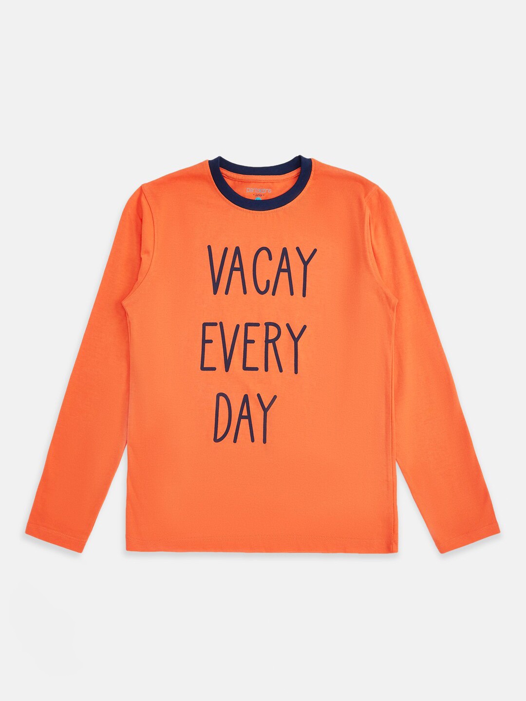 

Pantaloons Junior Boys Pack Of 2 Orange & Black Typography Printed Cotton T-shirt