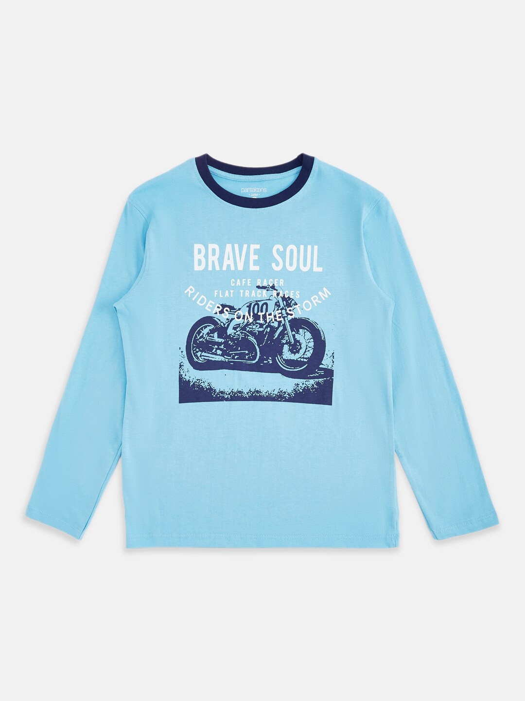 

Pantaloons Junior Boys Blue & White Typography 2 Printed T-shirt