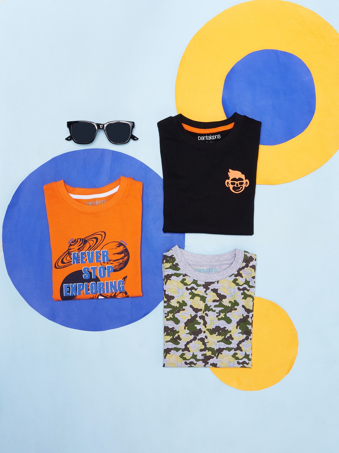 

Pantaloons Junior Boys Pack Of 3 Printed Cotton T-shirt, Black