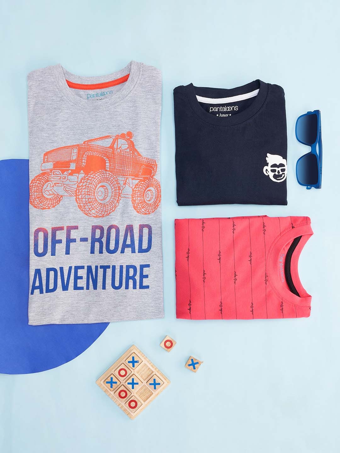 

Pantaloons Junior Boys Pack Of 3 Typography Printed Cotton T-shirt, Navy blue