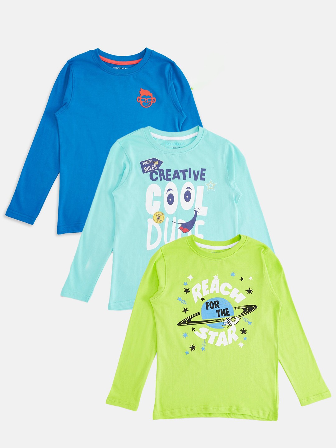

Pantaloons Junior Boys Blue & Green Pack Of 3 Cotton T-shirts