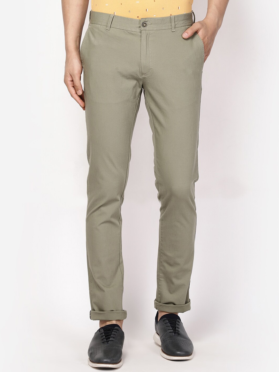 

Blackberrys Men Slim Fit Chinos Trousers, Sea green