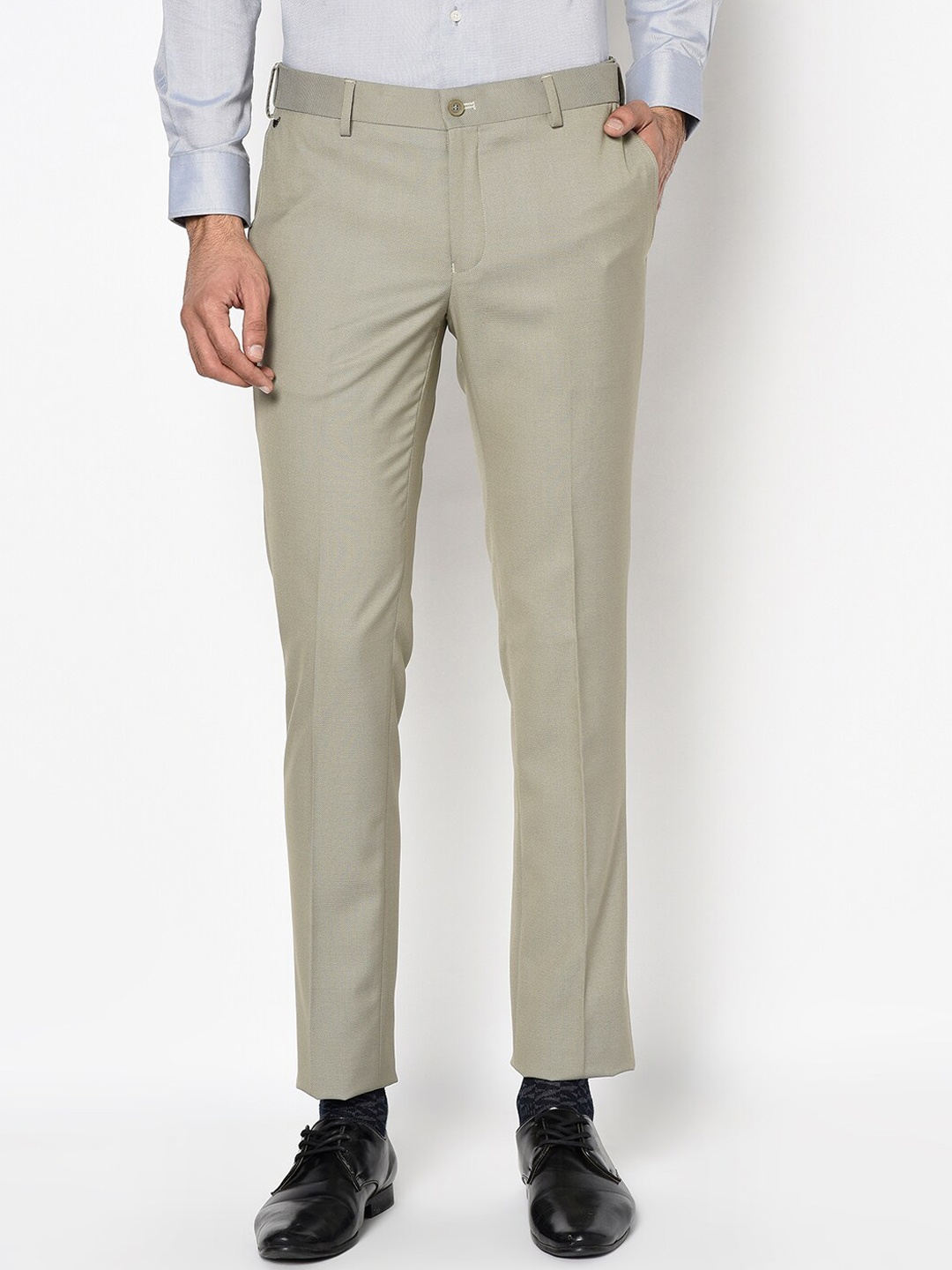 

Blackberrys Men Beige Slim Fit Low-Rise Trousers
