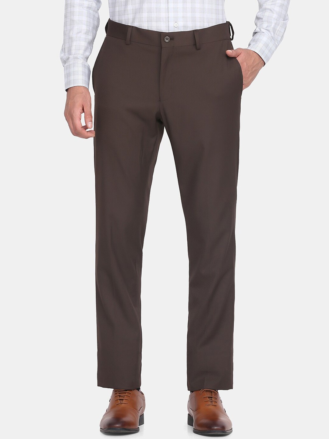 

Blackberrys Men Brown Slim Fit Low-Rise Formal Trousers