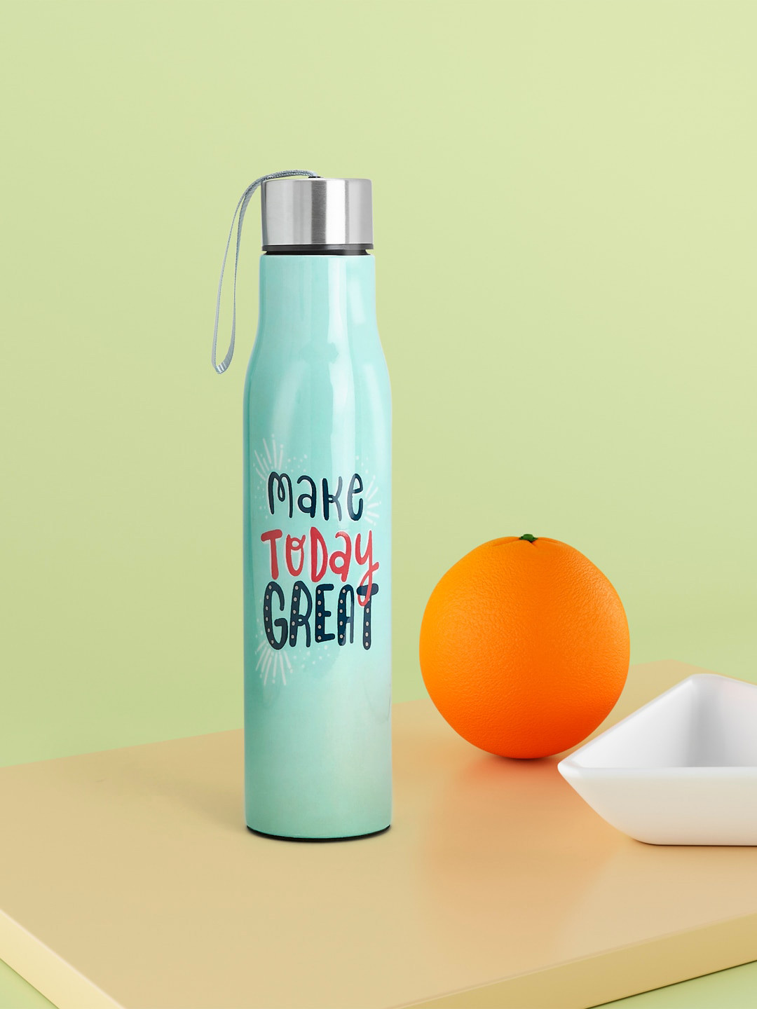 

Living scapes by Pantaloons Blue Printed Stainless Steel Water Bottle 750 ml