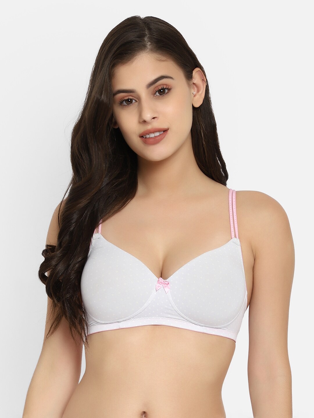 

Clovia Grey Printed Non-Wired Lightly Padded T-shirt Bra