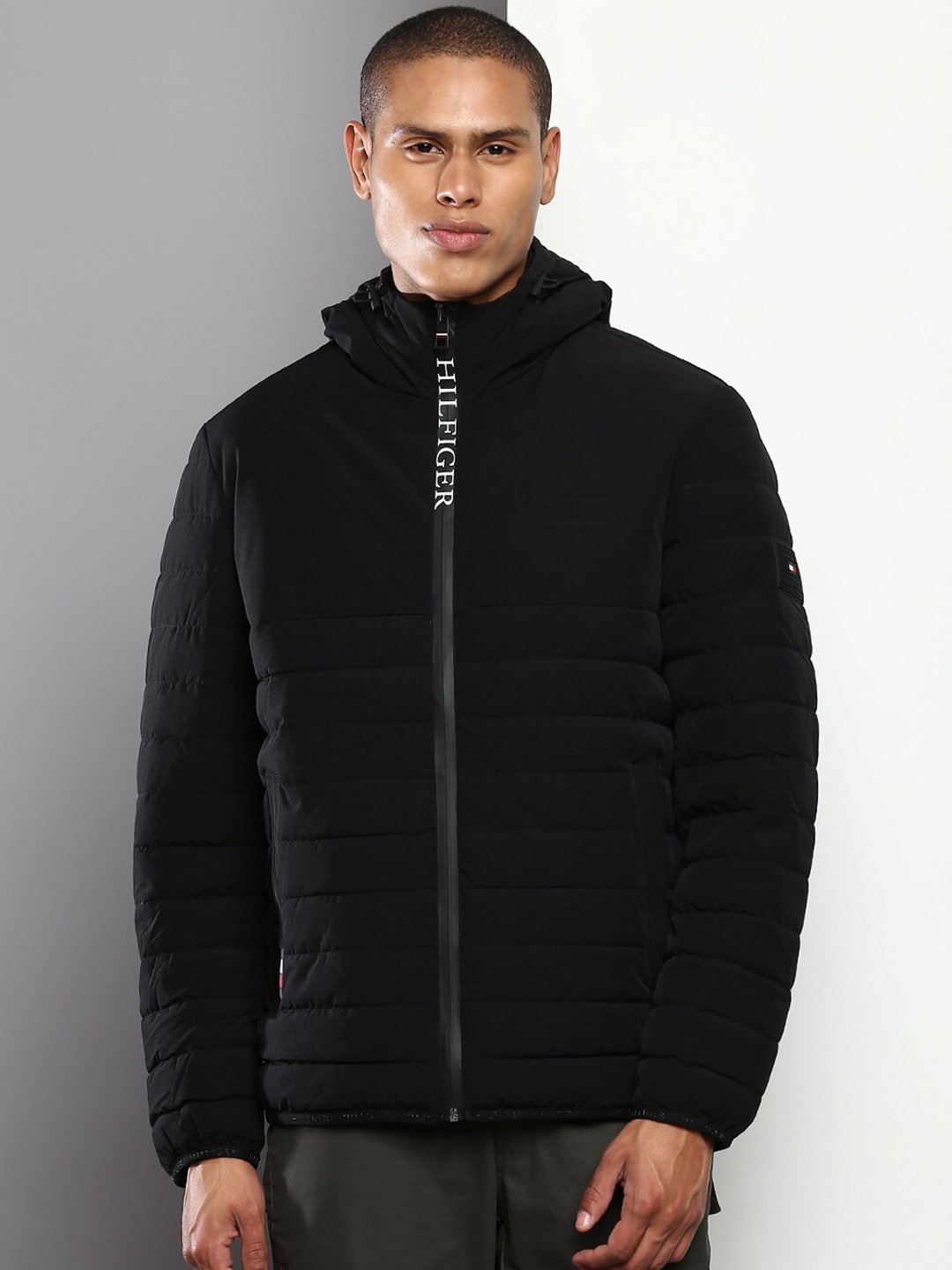 

Tommy Hilfiger Men Black Hooded Padded Jacket