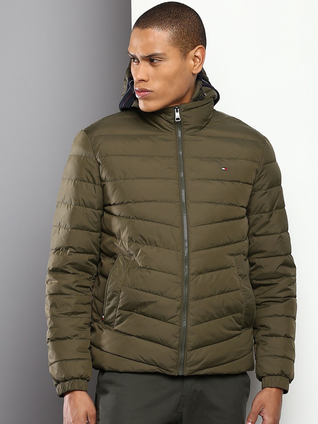 

Tommy Hilfiger Men Khaki Hooded Padded Jacket