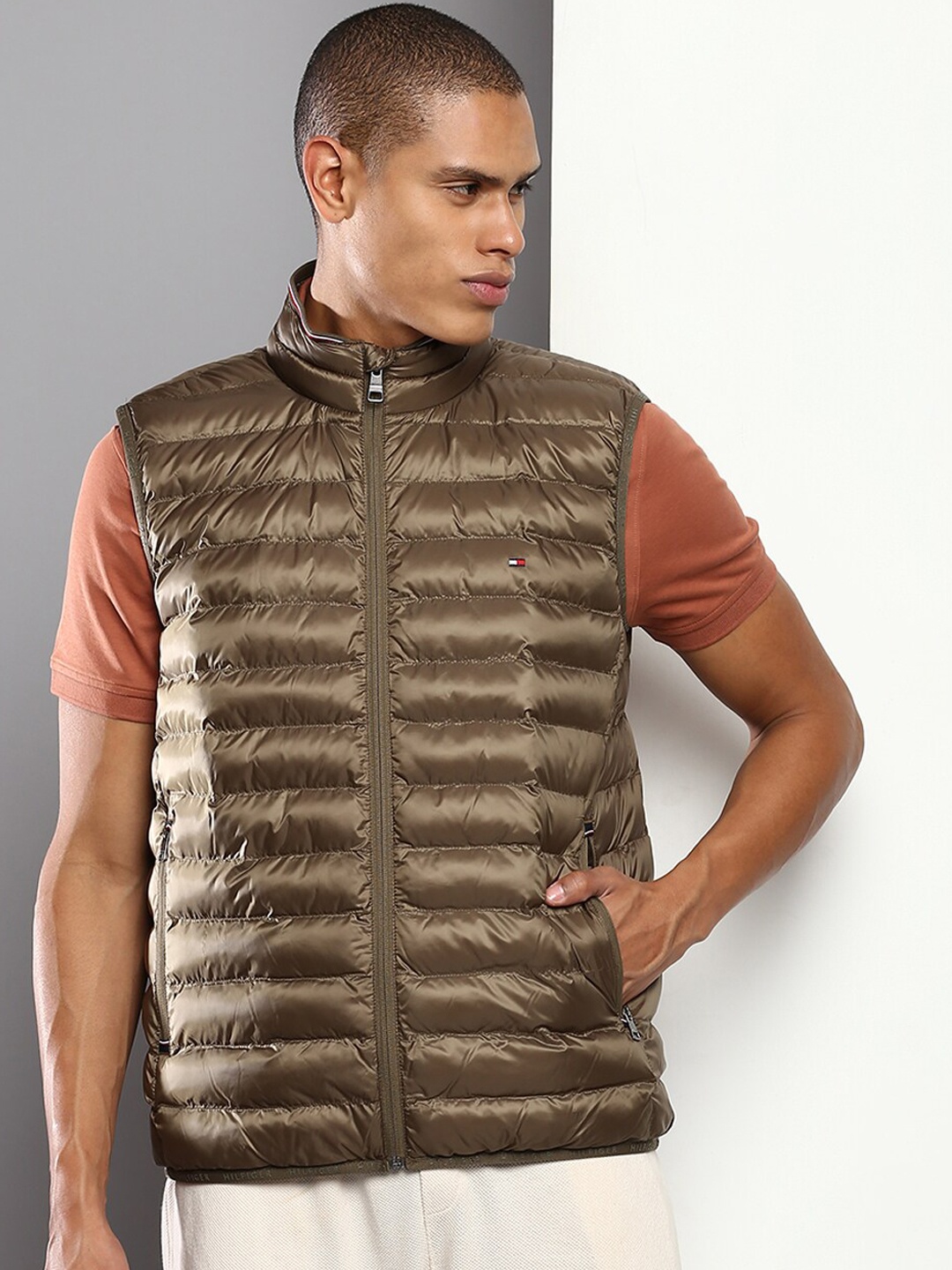 

Tommy Hilfiger Men Khaki Solid Puffer Jacket
