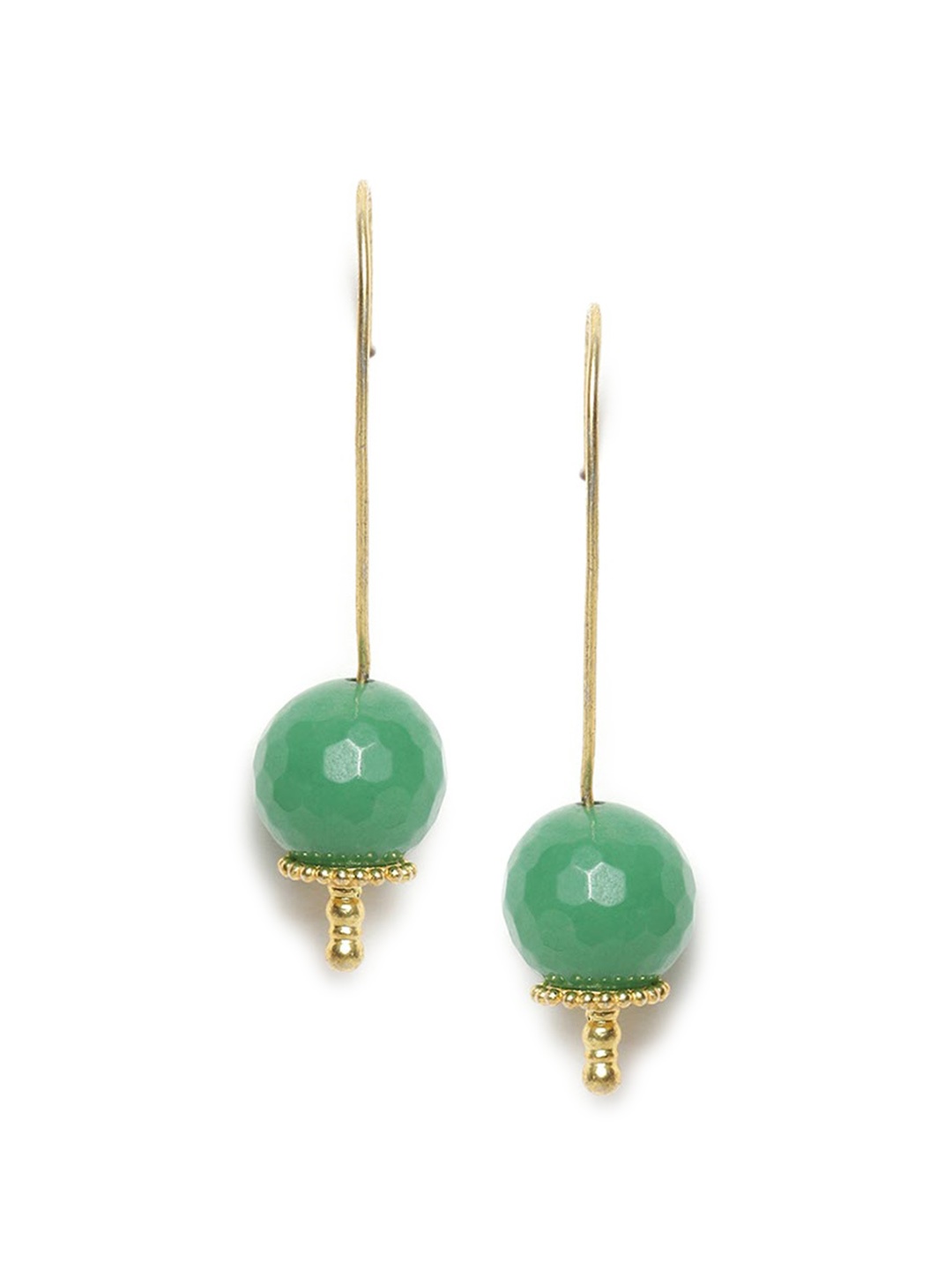 

Fabindia Green Silver-Plated Circular Drop Earrings