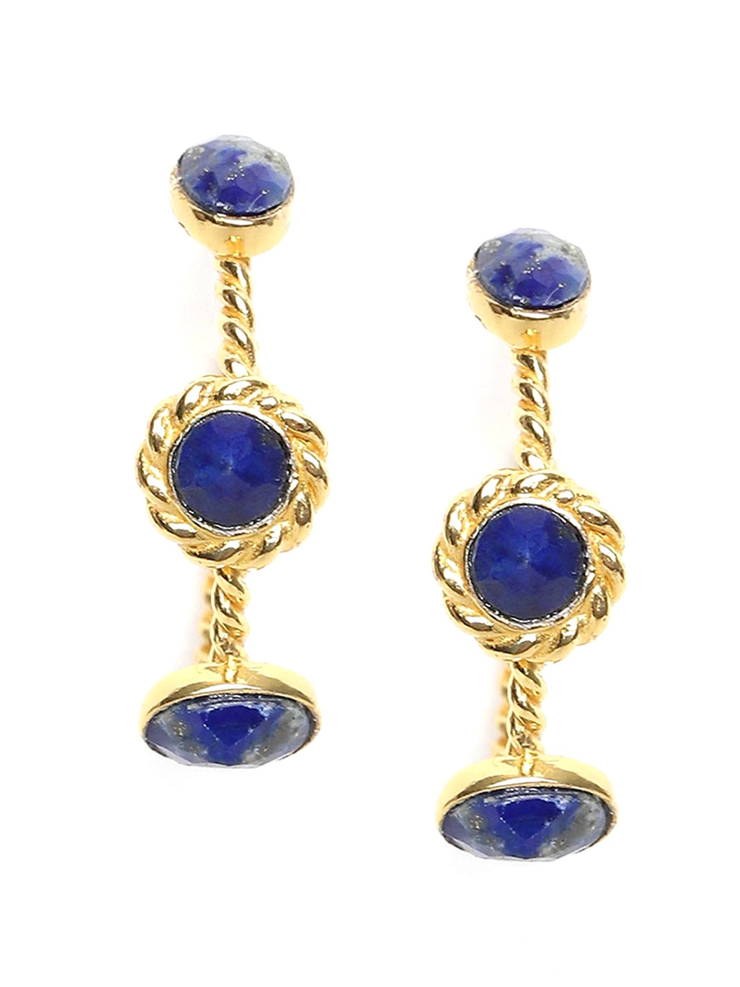 

Fabindia Blue & Gold-Toned Circular Half Hoop Earrings