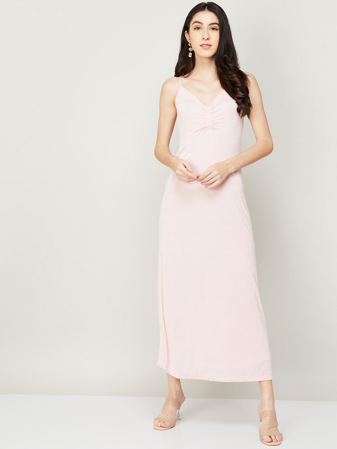 

Ginger by Lifestyle Women Pink Solid Maxi Dress