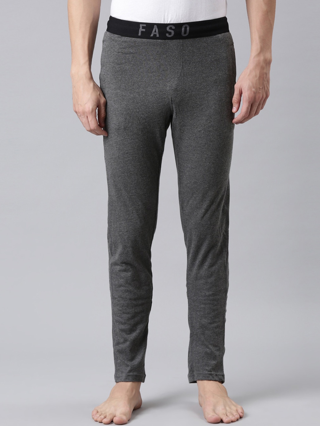 

FASO Men Charcoal Grey Cotton Lounge Pants