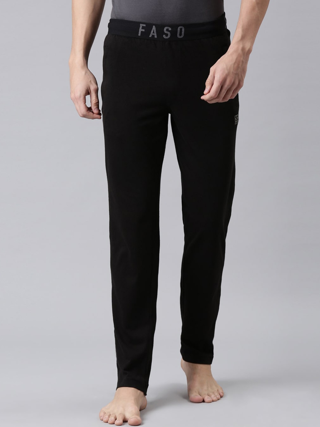 

FASO Men Black Solid Organic Cotton Lounge Pants