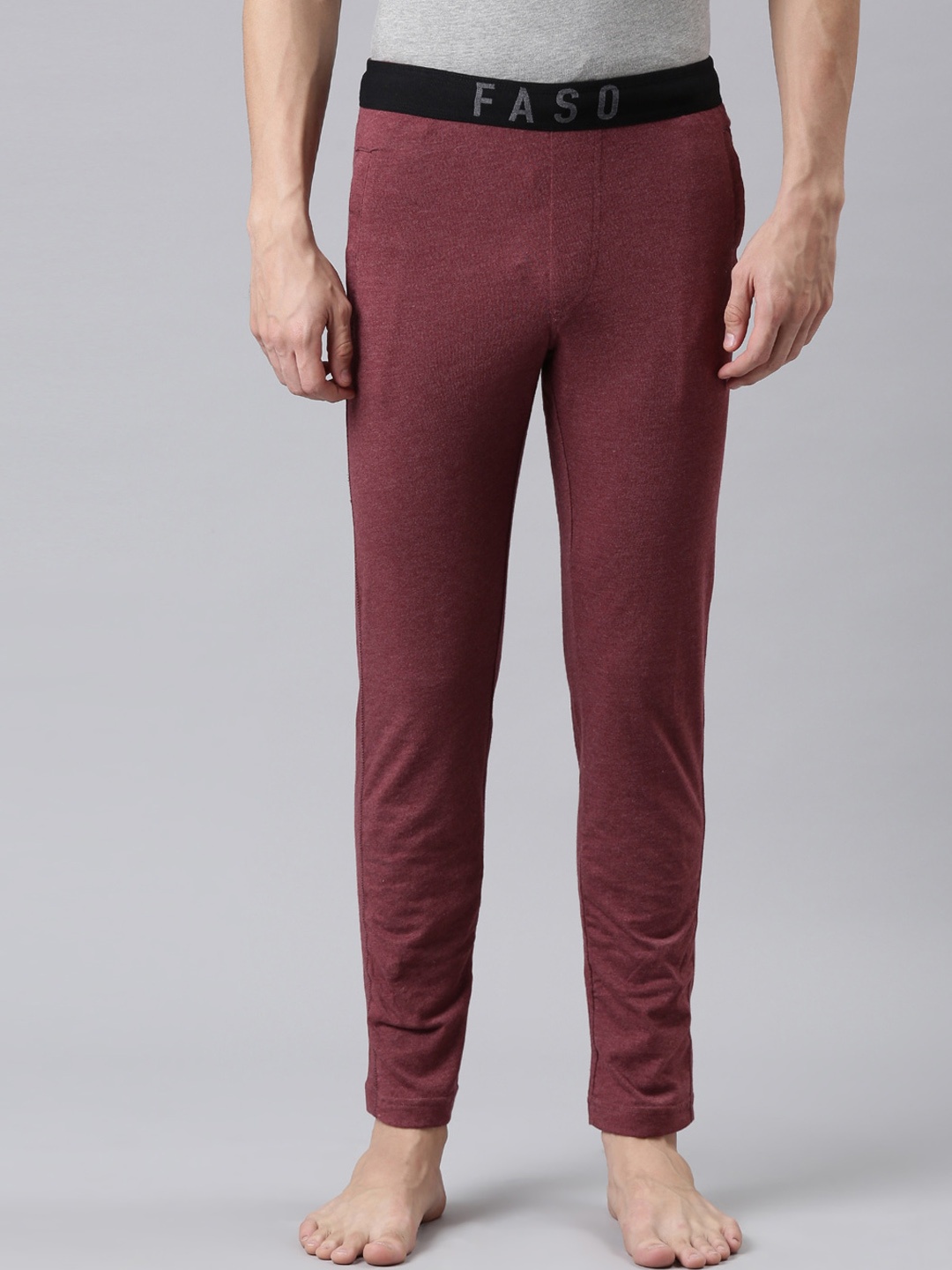 

FASO Men Maroon Solid Pure Organic Cotton Track Pants