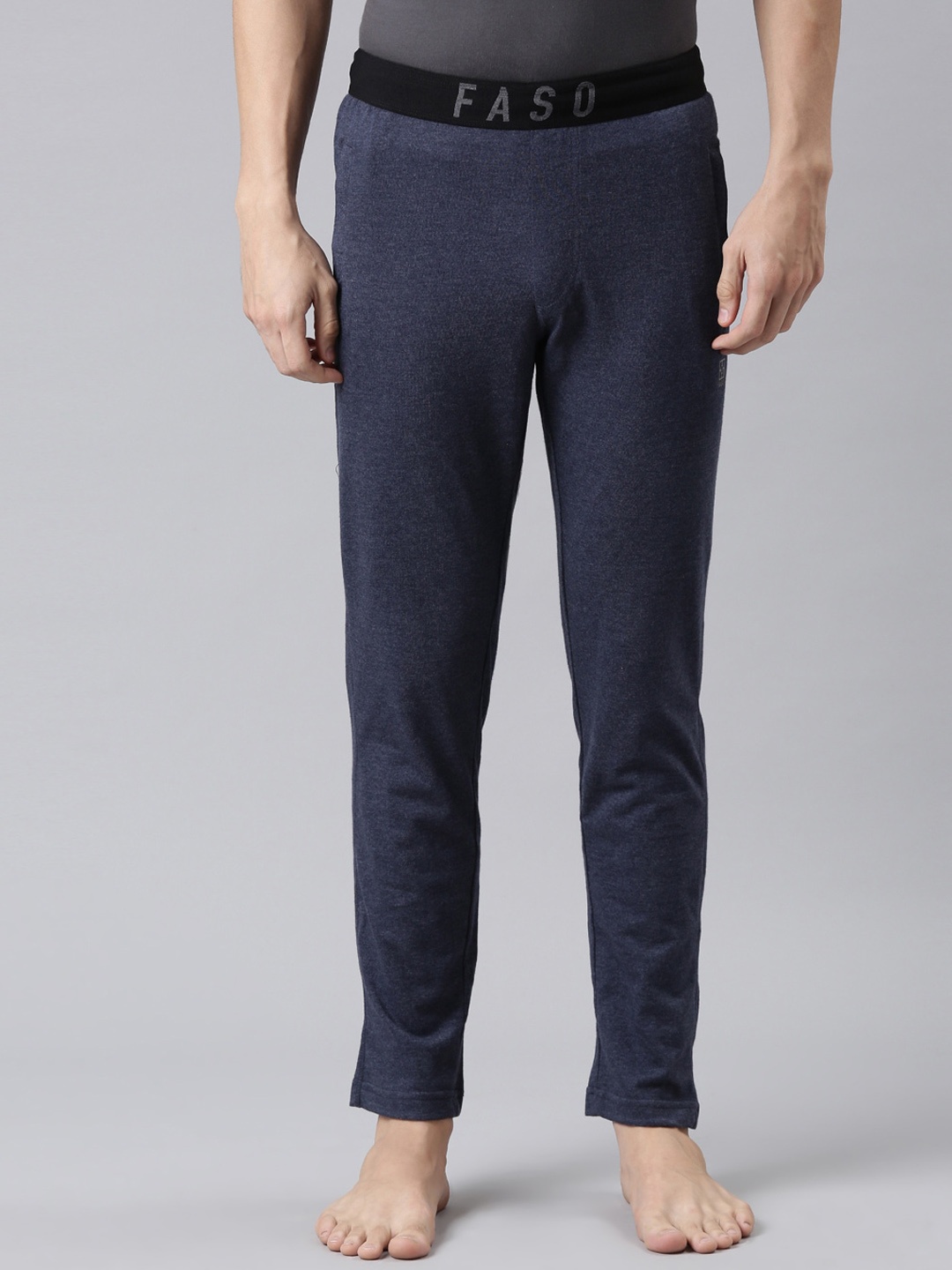 

FASO Men Blue Solid Cotton Lounge Pants