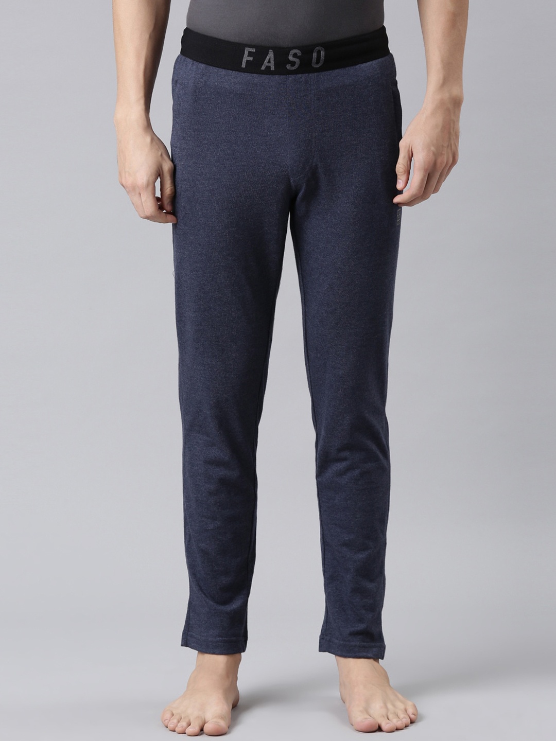 

FASO Men Blue Solid Cotton Lounge Pants