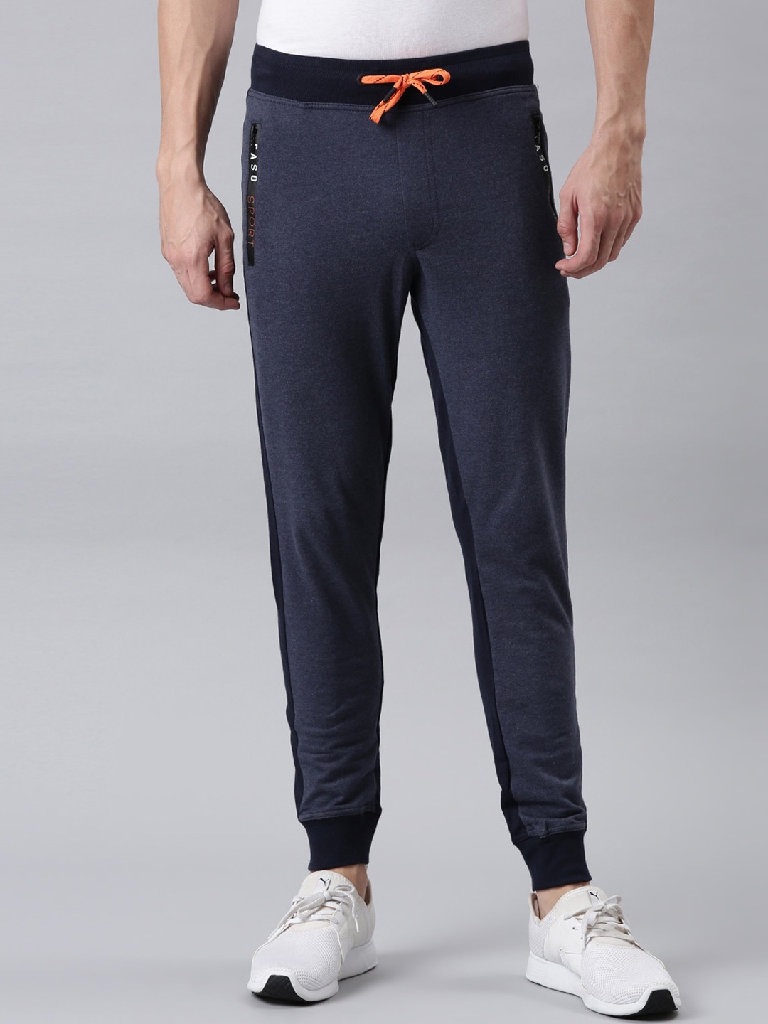 

FASO Men Blue Solid Joggers