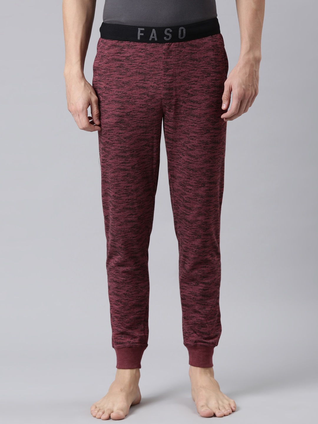 

FASO Men Maroon Organic Cotton Mid-Rise Joggers