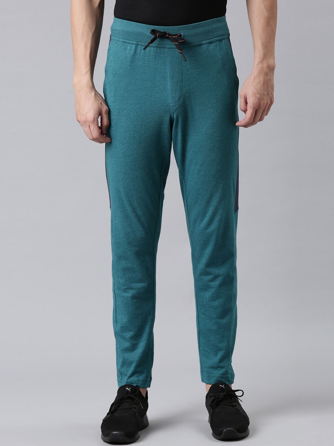 

FASO Men Teal Blue Solid Track Pants
