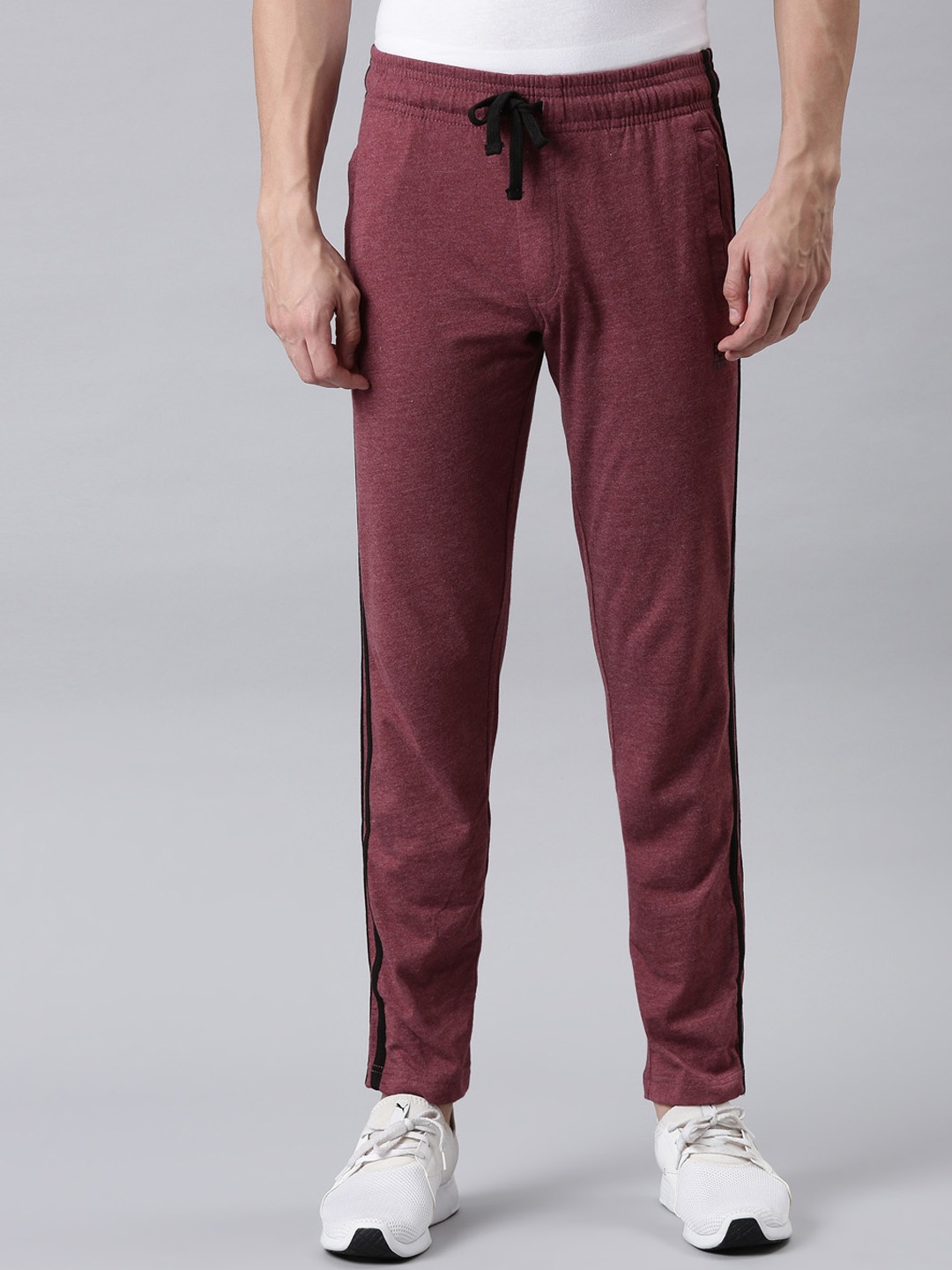 

FASO Men Maroon Solid Cotton Track Pants