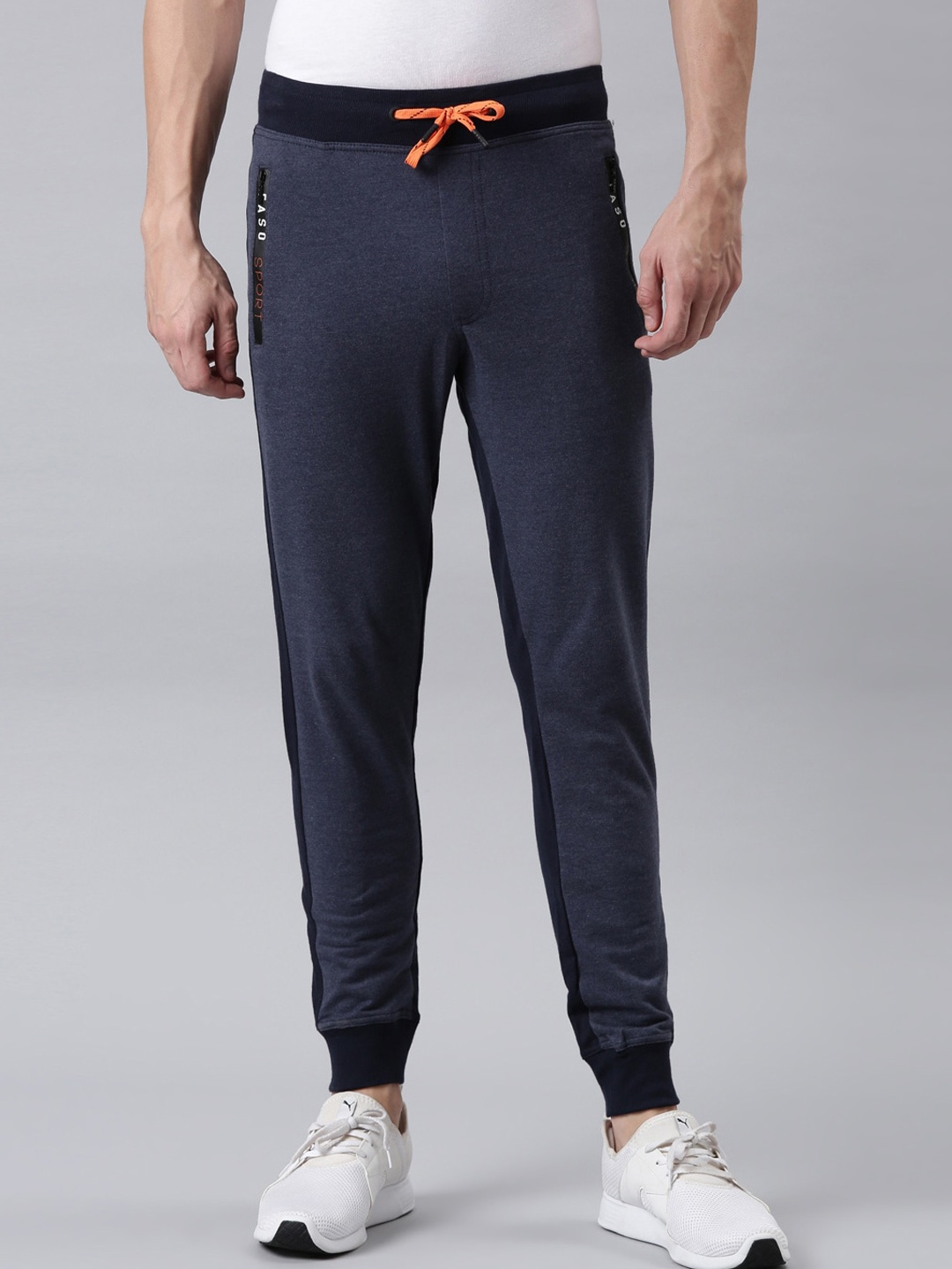 

FASO Men Blue & Grey Solid Joggers