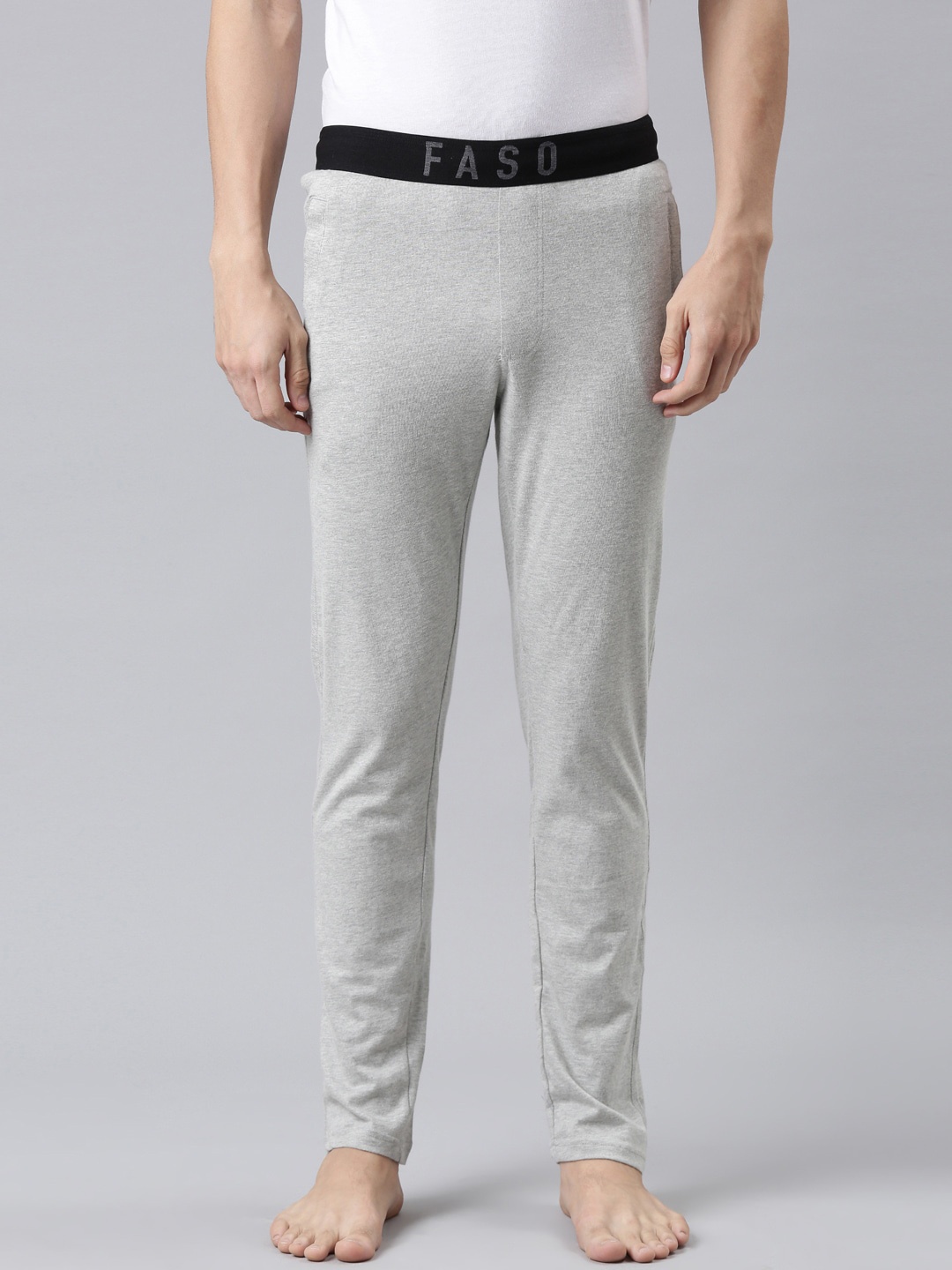 

FASO Men Grey Solid Cotton Lounge Pants