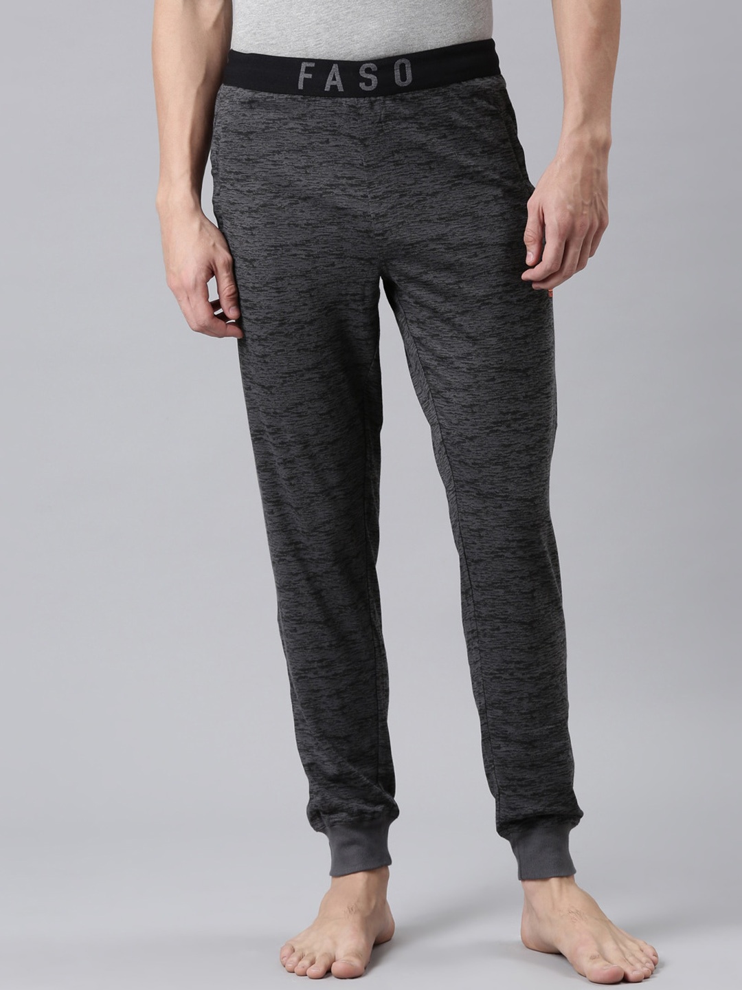 

FASO Men Grey Printed Cotton Lounge Pants