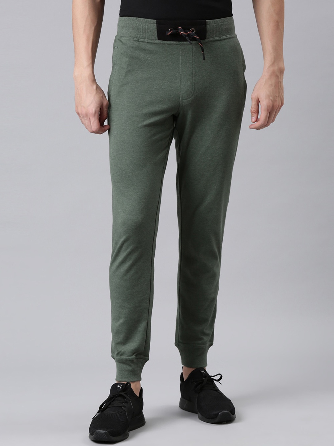 

FASO Men Olive Green Solid Cotton Joggers