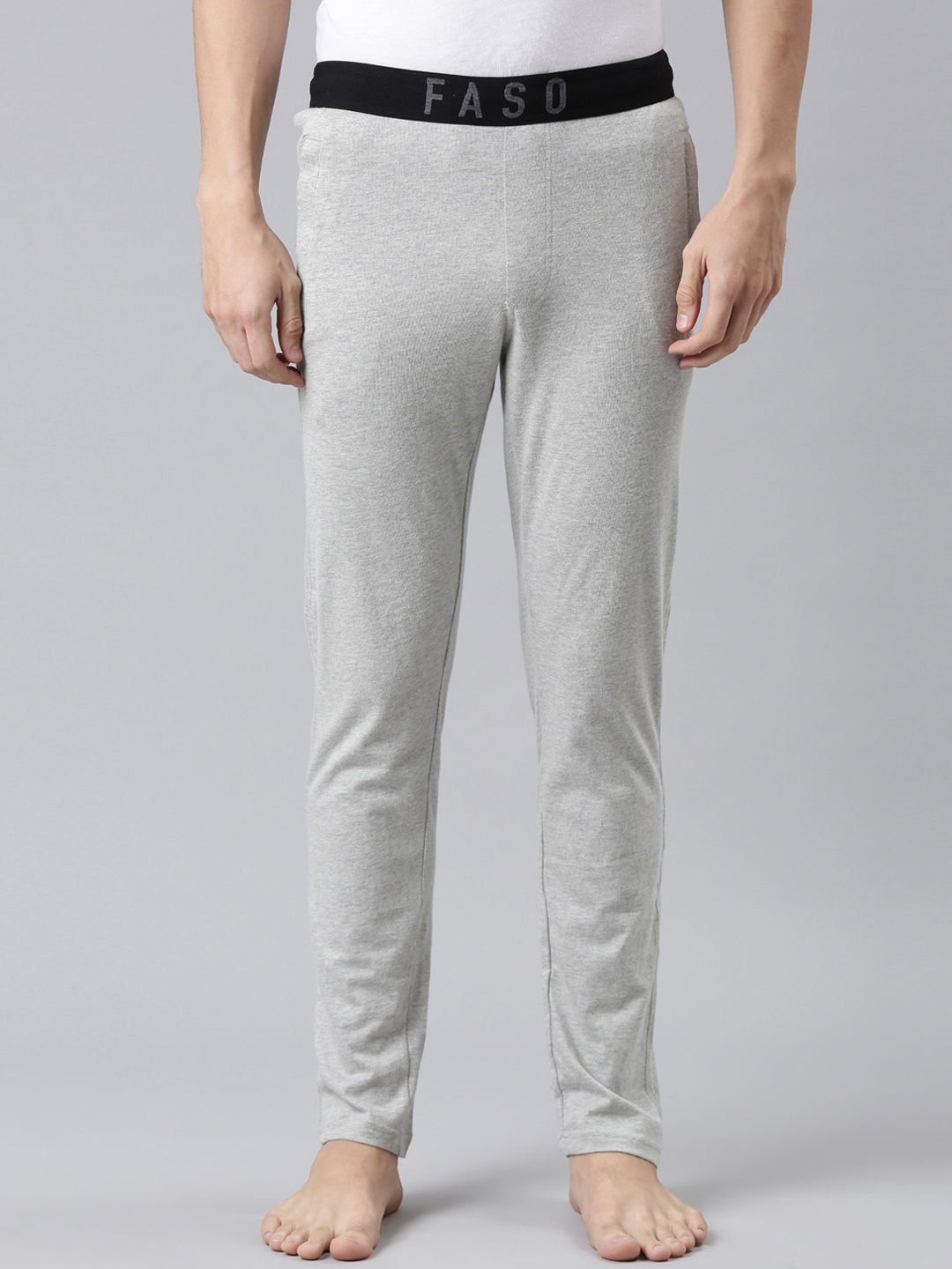 

FASO Men Grey Solid Pure Organic Cotton Lounge Pants