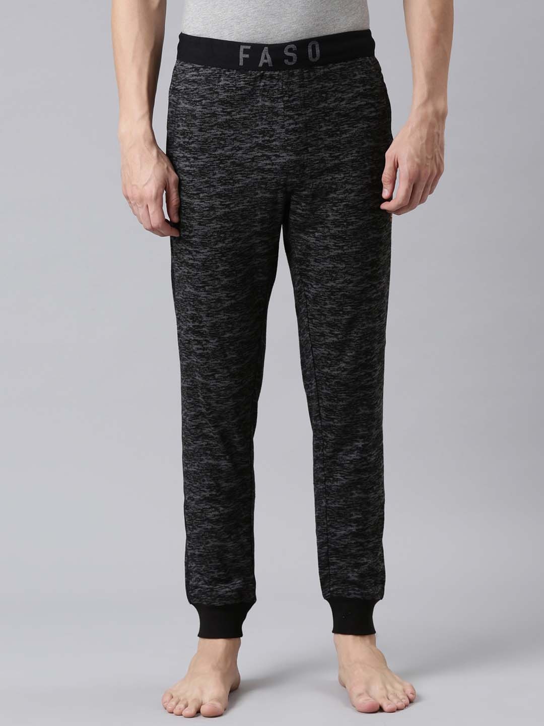 

FASO Men Black Printed Cotton Lounge Pants