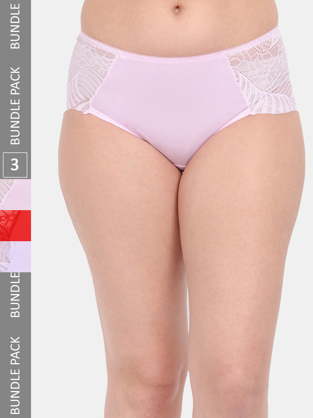 

Amour Secret Women Pack Of 3 Solid Anti Microbial Hipster Briefs, Pink