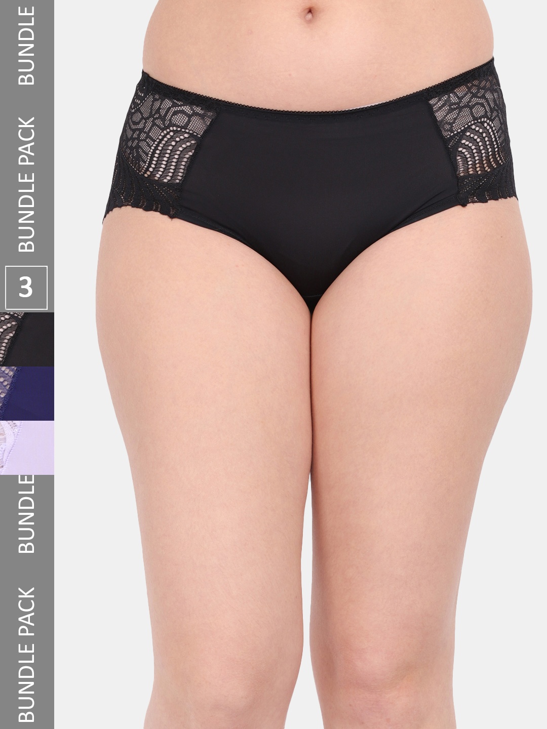 

Amour Secret Women Pack Of 3 Anti-Microbial Hipster Briefs P3327_Blk_Nblu_Prl, Black