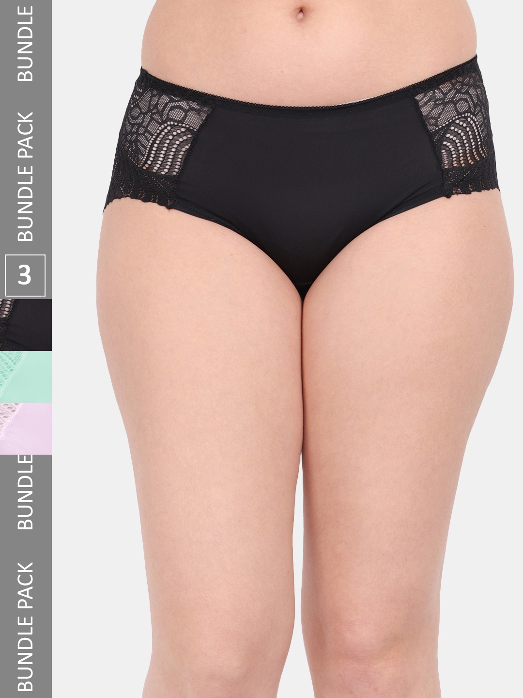 

Amour Secret Women Pack Of 3 Anti-Microbial Hipster Briefs P3327_Blk_Grn_Pnk, Black